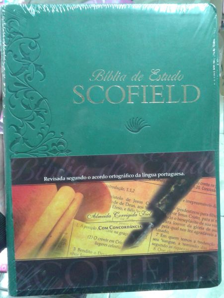 Bíblia De Estudo Scofield Luxo Verde Almeida Corrigida Fiel